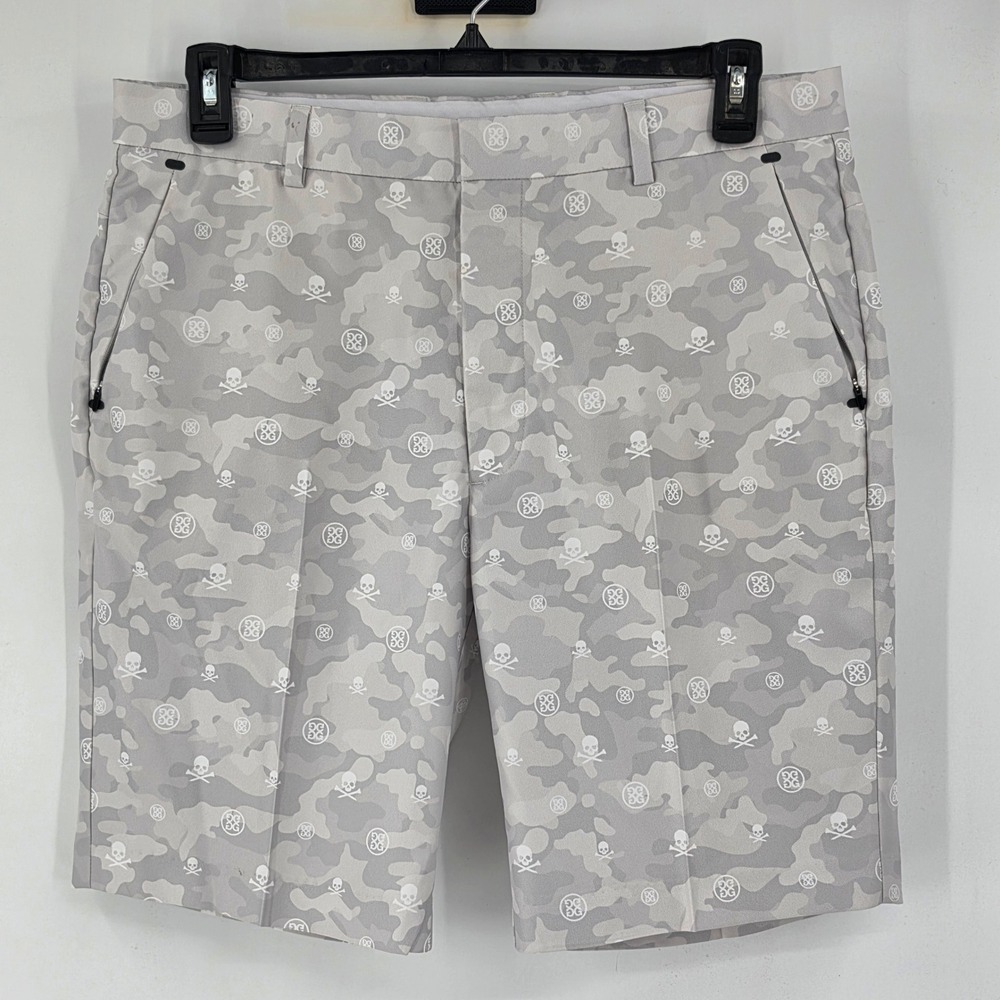 G/FORE Mens Camo Skull & T's Golf Shorts Grey White Camouflage Size 36